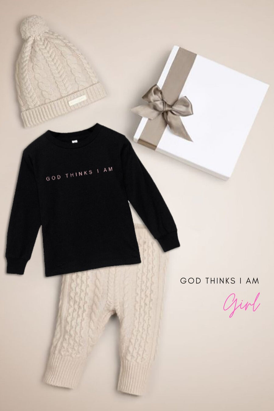 God Thinks I Am Toddler Jersey Long Sleeve Tee 2T-5T