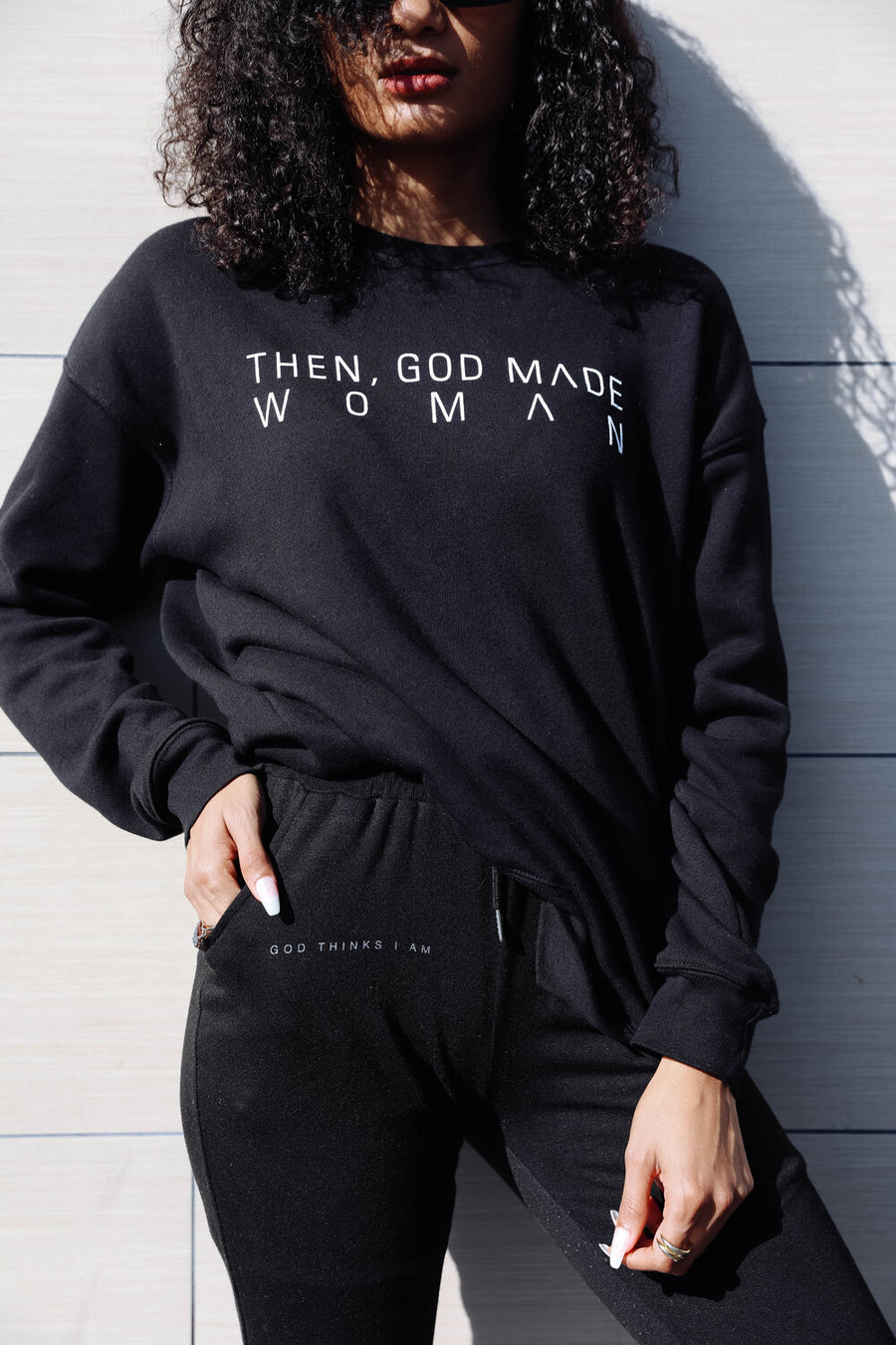 Then, God Made Woman Unisex Sweatshirt - Black