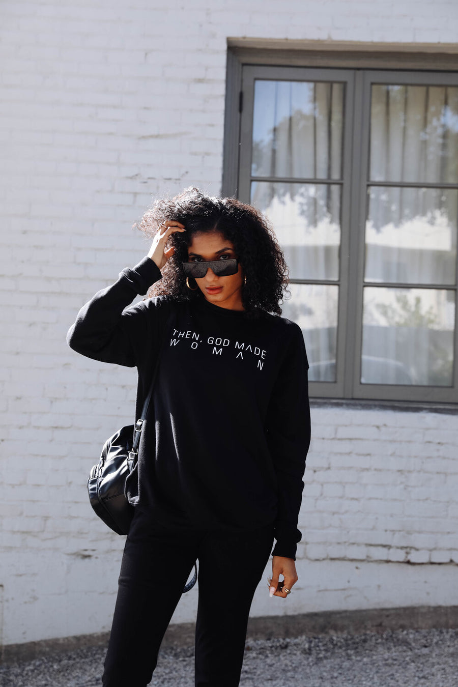 Then, God Made Woman Unisex Sweatshirt - Black