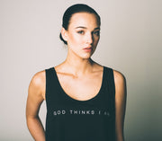 God Thinks I Am Crop Tank - Black