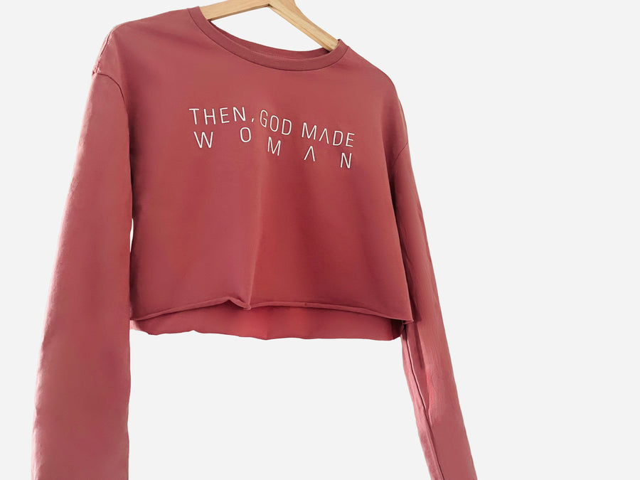 NEW Then, God Made Woman Cropped Tee - Mauve
