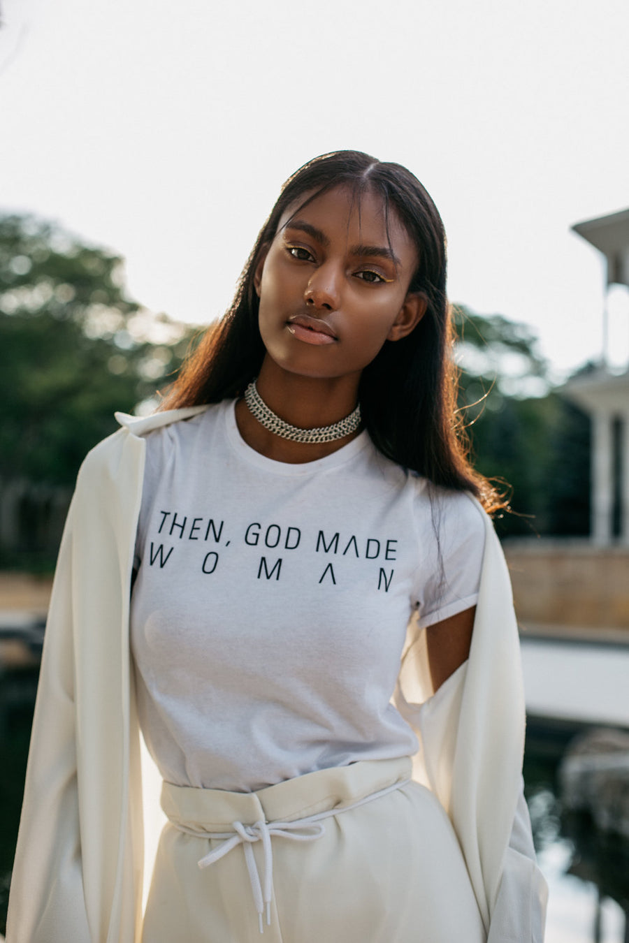 Then, God Made Woman Tee - White