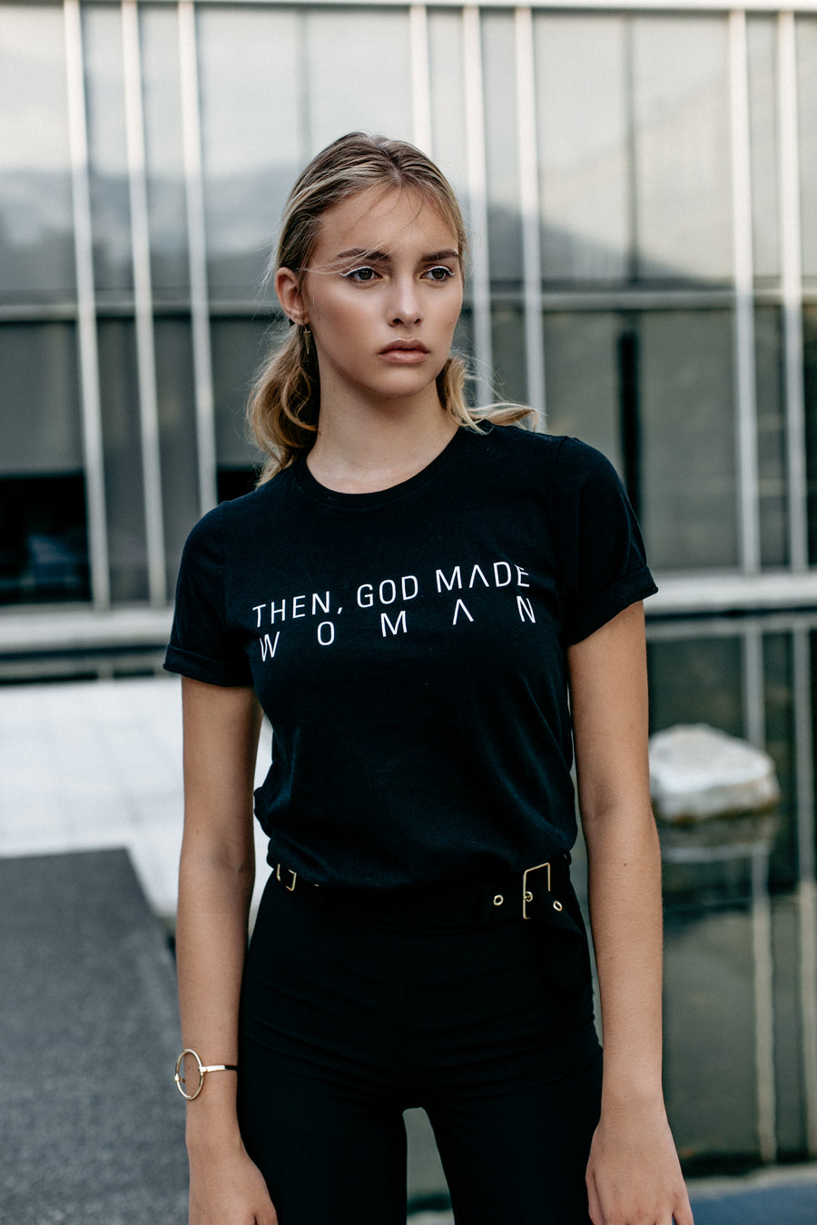 Then, God Made Woman Tee - Black