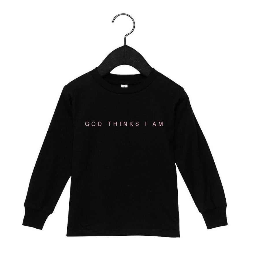 God Thinks I Am Toddler Jersey Long Sleeve Tee 2T-5T