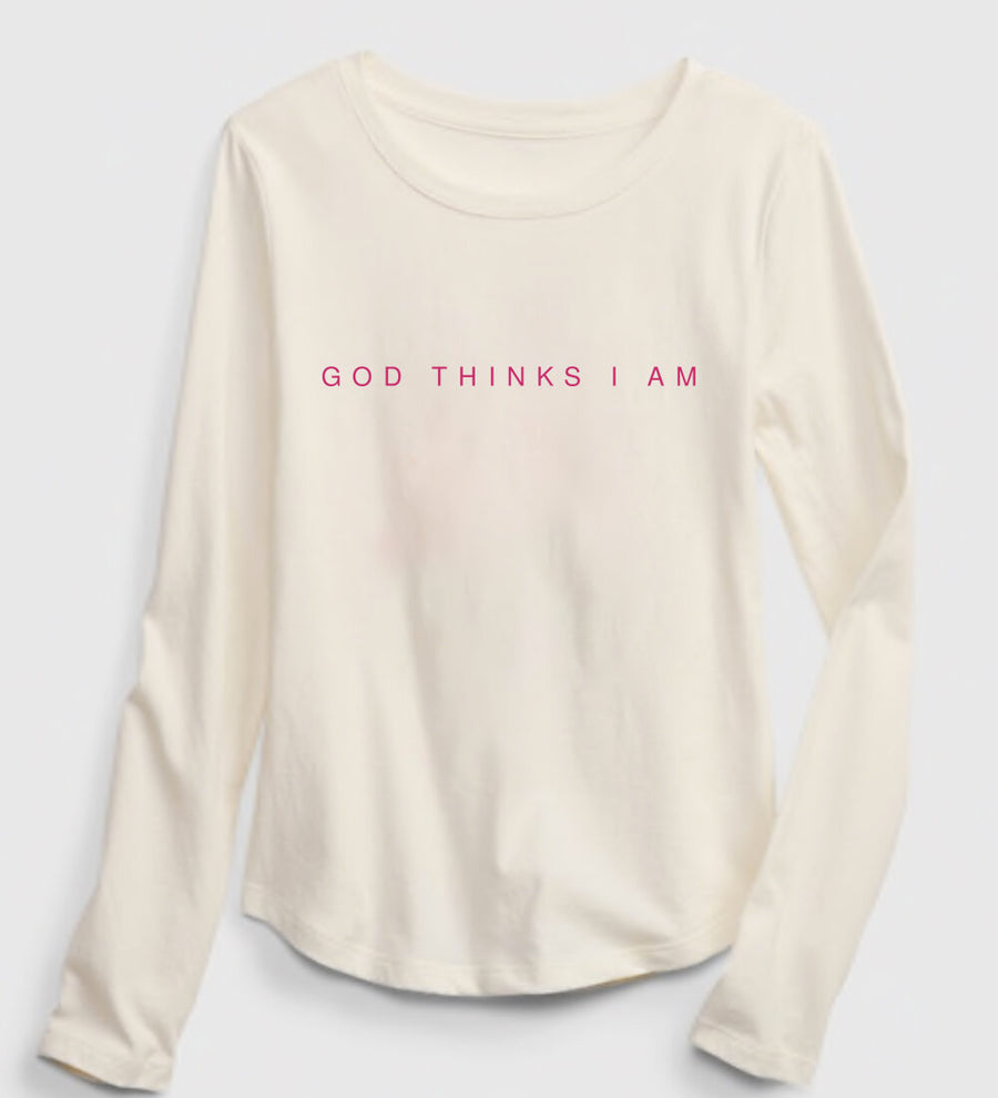 God Thinks I Am Youth Jersey Long Sleeve Tee - YS-YL